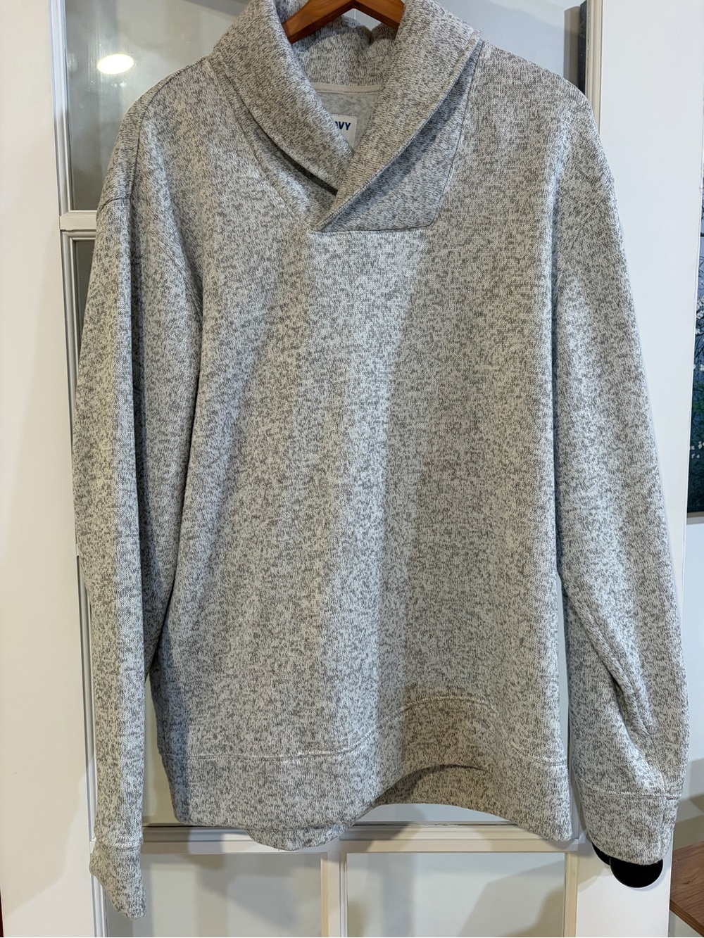 Old Navy Gray Marled Shawl Neck Sweater Cozy Classic Grandpa Layering Cabin 2XL
